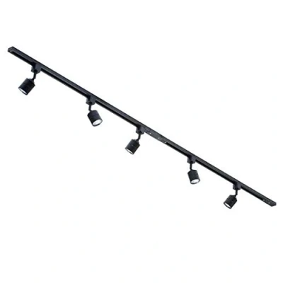Image of Litecraft Kitchen Track Light with Soho Fixture &amp; GU10 LED Bulbs (Black, 2M 5 Light)