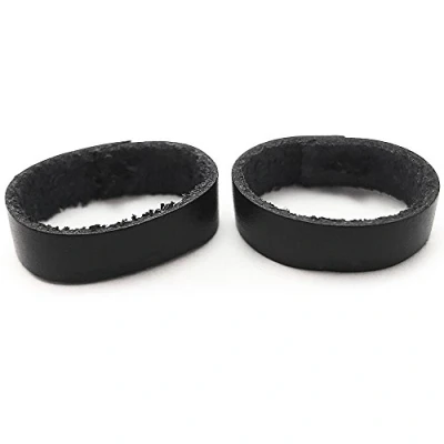 Image of Talk Time Black Leather Watch Strap Keeper Holder Retainer 18mm Pack of 2