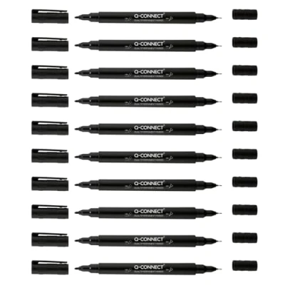 Image of Q Connect Dual Tip Marker Pen Black (Pack of 10) 96082000