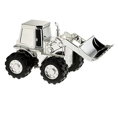 Image of Christening Gifts. Silverplated Digger Tractor Money Box