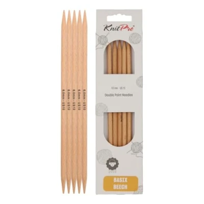 Image of KnitPro KP35121 20 cm x 6 mm Basix Double Pointed Needles, Birch
