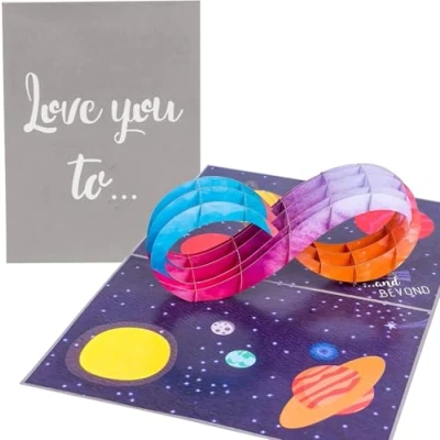 Image of PopLife Love You to Infinity 3D Pop Up Card Birthday, Just Because, Mother&#039;s Day, Father&#039;s Graduation, Valentine’s Day for Her, Him, Husband, Wife, Son, Daughter, Mom, Dad