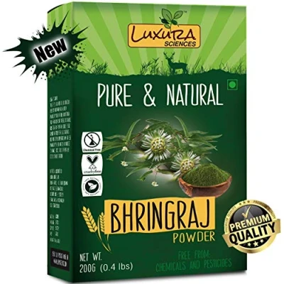 Image of Luxura Sciences Natural Bhringraj Powder for hair growth and conditioning 200 Grams (Eclipta Alba) by