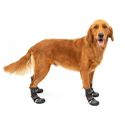 Image of Kurgo Blaze Cross Dog Shoes Winter Boots For Dogs, All Season Paw Protectors Hot Pavement and Snow Water Resistant, Reflective, No Slip Includes 2 Chili Red/Black M