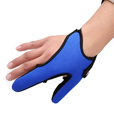 Image of LA HAUTE Fishing Protective Gloves Finger Stall Accessories Casting Fishing, Right Hand, Blue