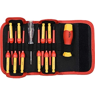 Image of Yato YT 28290 IZOL 12 Piece Screwdriver + Bits Set VDE