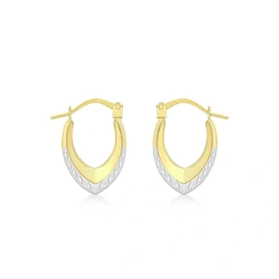 Image of Carissima Gold Women&#039;s 9ct 2 Colour Diamond Cut Creole Earrings