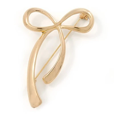 Image of Avalaya Gold Plated Bow Brooch 60mm Across