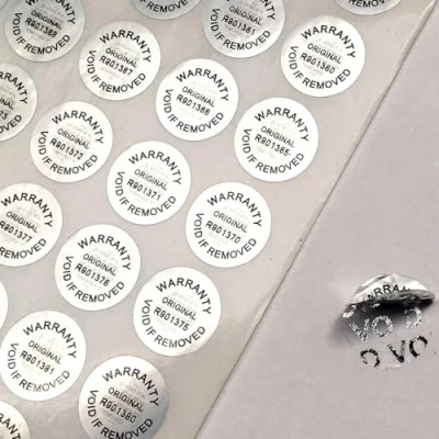 Image of Warranty Stickers Tamper Evident Asset Label IT Security Seal Silver Void Sticker 15mm Round Each with Unique Serial Number (1000)
