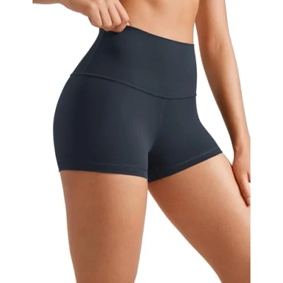 Image of CRZ Yoga Womens Butterluxe 2.5&#039;&#039; Shorts High Waisted Workout Gym Leggings Running Spandex Biker True Navy 12