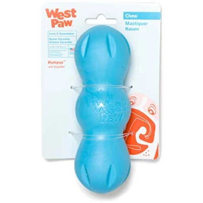 Image of WEST PAW Zogoflex Rumpus Dog Chew Toy for Aggressive Chewers, Medium Aqua Blue
