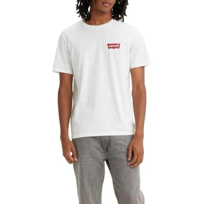 Image of Levi&#039;s Men&#039;s 2 Pack Crewneck Graphic Tee T Shirt, Batwing Srt Bright White, S