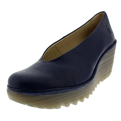 Image of Fly London Women Yaz Wedge Shoes, Blue (Blue 202), 7 UK 40 EU