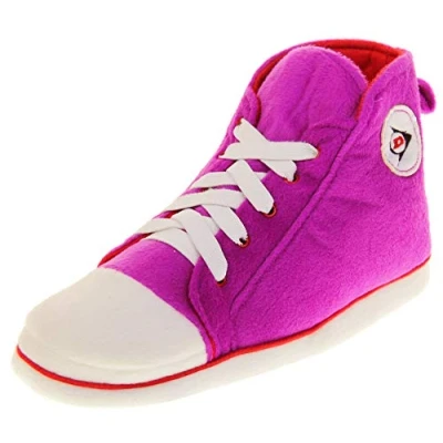 Image of Dunlop Womens Hi Top Trainer Boot Slippers Pink, Size 5 6 UK/ Medium