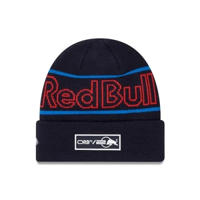 Image of New Era Red Bull Racing Formula One Team, Official F1 Merchandise, Knitted Cuff Beanie Hat, Youth, Kids, Children, Team Kit