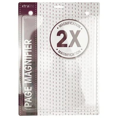 Image of Xtralite 2X Fresnel Page Magnifier, Flexible, Unbreakable PVC, Ultra Thin &amp; Lightweight