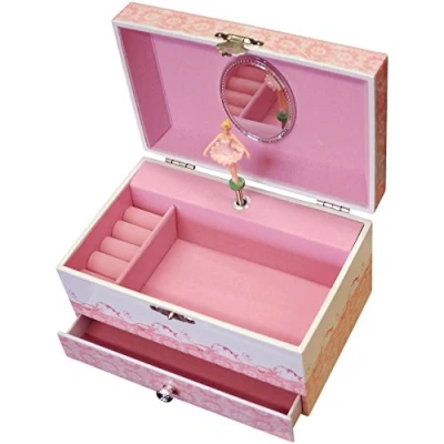 Image of Mele &amp; Co Lexi Ballet Shoe Musical Jewellery Case, Pink White, 18 cm x 12 10