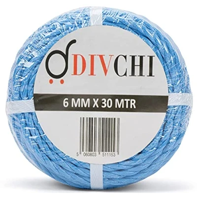 Image of DIVCHI Tarpaulin Polypropylene Blue Rope Coil String Climbing Traction Tying Washing Line for Camping Garden Garage Clothesline &amp; Industrial (6mm x 30m)