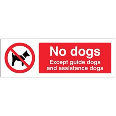 Image of Caledonia Signs 25496G No dogs Except guide and assistance Self Adhesive Vinyl Sign