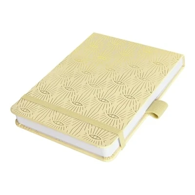 Image of SIGEL JN356 Jolie Notepad, Mystic Sun, Dotted (dot Grid), 11 x 15,8 cm, hardcover, 158 Pages, Yellow, Gold