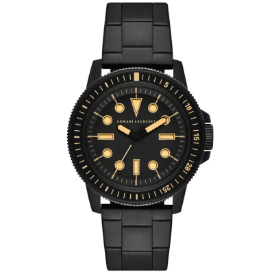 Image of Armani Exchange Watch for Men, Three Hand Movement, 44 mm Black Stainless Steel Case with a Strap, AX1855