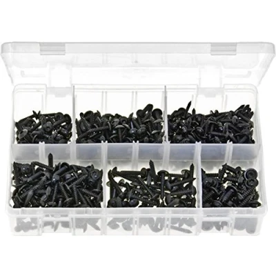 Image of Assorted Self Tapping Screws Flanged Pan Head TORX Black Qty 500 Pc kit Box