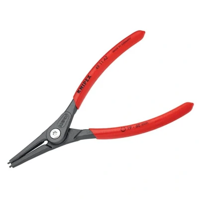 Image of Knipex Precision Circlip Pliers for external circlips on shafts grey atramentized, with non slip plastic coating 180 mm (self service card/blister) 49 11 A2 SB