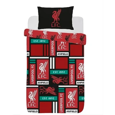 Image of Liverpool FC Football Duvet Cover Sets Bedding Single Bed Set with Pillowcase LFC Block Gifts for Boy and Girls (Single)