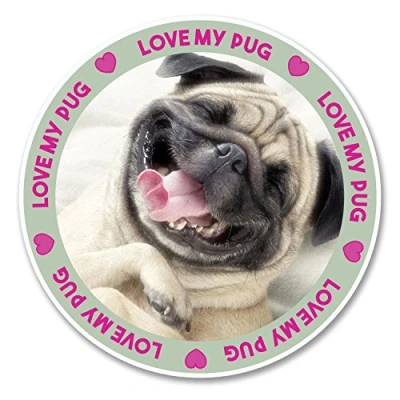 Image of 2 x 10cm Funny Cute Tan Pug Dog Sticker Decal Tablet Laptop Car Fun Animal #6144 (10cm 10cm)