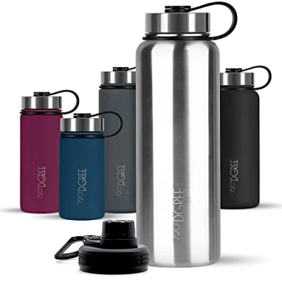 Image of 720DGREE Vaccum Insulated Water Bottle “noLimit“ 950ml Leakproof, BPA Free, Thermo Stainless Steel Flask Carbonated Drinks, Sports, Gym, School, Travel, Camping, Hiking, Outdoor +Sports Cap
