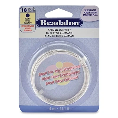 Image of Beadalon German Style Wire Silver Round 18 Gauge 13.1&#039;