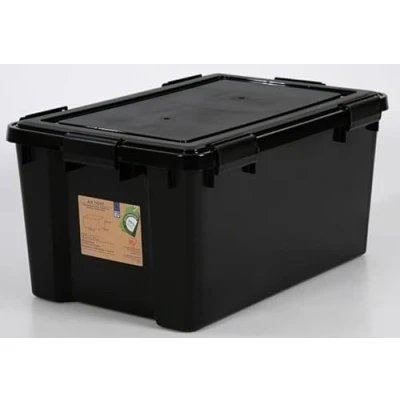 Image of 1 x 50 Litre Extra Large Weathertight Airtight Black Plastic Damp Area Dry Storage Box! 59cm 39cm 29cm Hermetically Sealed Removable Lid!
