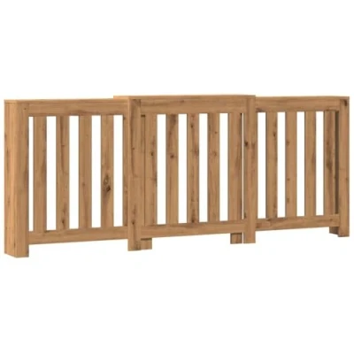 Image of vidaXL Radiator Cover Heater Shelf Artisian Oak Engineered Wood 156/205 x 21.5 83.5 cm Modern Slatted Design for Living Room