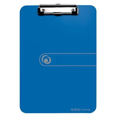 Image of Herlitz 10842409 Clipboard A4 Kraft Paper Cover with Clip Mechanism and Hanging Hole, FSC Mix. Assorted Colours. Blue