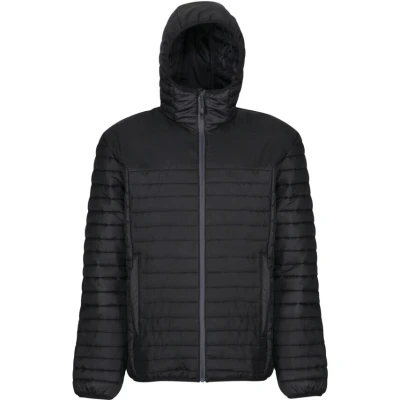Image of Professional Water Repellent Men&#039;s Black Honestly Made 100% Recycled Insulated Hooded Jacket, Size: XL
