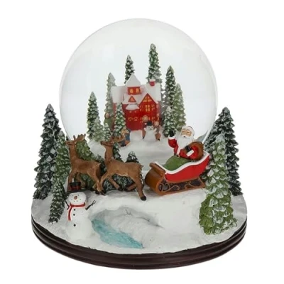 Image of Shudehill Giftware Santa Claus Sleigh Traditional Deluxe Musical Snow Globe Boxed