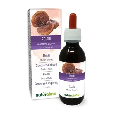 Image of Reishi (Ganoderma lucidum) Fungus or Mushroom Alcohol Free Mother Tincture Naturalma Liquid Extract Drops 120 ml Food Supplement Vegan