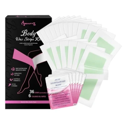 Image of Cold Wax Strips, Gentle Hair Removal for Body Legs Underarm Sensitive Skin, 36 Strips with 6pcs Cleaner Oil Wipes Beauty7