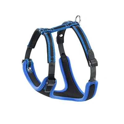 Image of Ferplast Small Size Dog Harness ERGOCOMFORT EXTRA SMALL, Adjustable Harness, Comfortable, Padded, Double Micro adjustment Closure, Quick Release, Blue