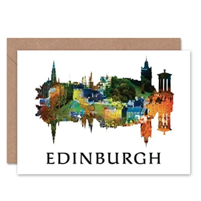 Image of Wee Blue Coo EDINBURGH SYMMETRY BIRTHDAY GIFT BLANK GREETINGS CARD