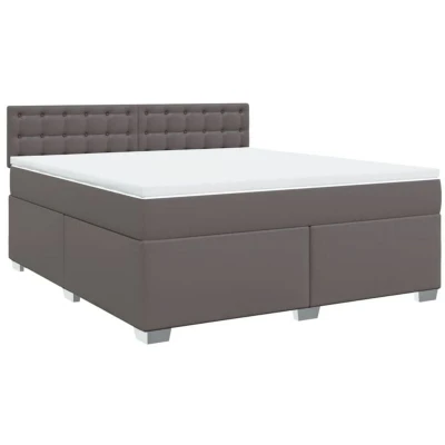 Image of vidaXL Box Spring Bed with Mattress Grey 180x200 cm Faux Leather