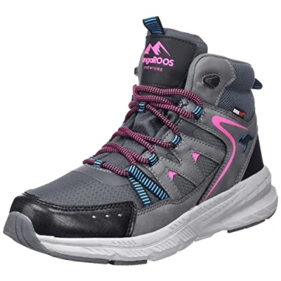 Image of KangaROOS Unisex K uo Nod Mid RTX Hiking Shoe, Charcole Grey Neon Pink, 4 UK