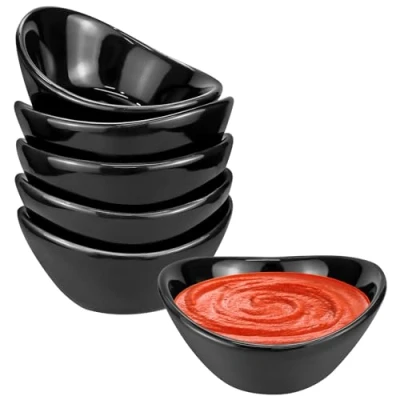 Image of CECOMBINE 6 Pack Ceramic Dipping Bowls, 2.7 Oz Porcelain Sauce Dishes Dip Pinch Bowl, Soy Mini Bowls for Charcuterie Board Sushi, Tomato Sauce, Salad Dressing, BBQ