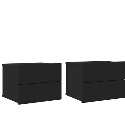 Image of vidaXL Bedside Cabinets 2 pcs Black 40x30x30 cm Engineered Wood