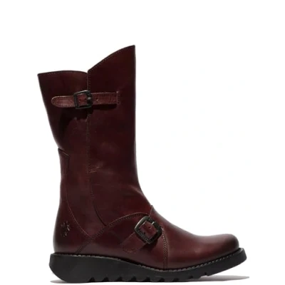 Image of Fly London Women&#039;s Mes 2 Buckle Boots, Wine Black Sole, 7 UK