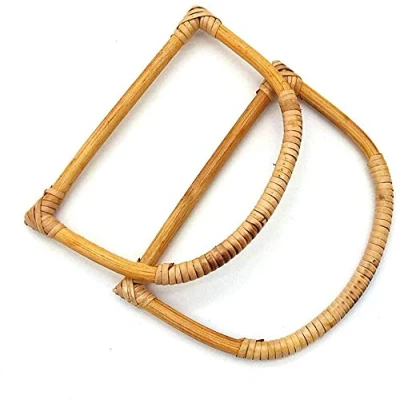 Image of POFET 2PCS D Shape 6&#039;&#039; Diameter Bamboo Purse Handbag Handles for Handcrafted DIY Bags Accessories (6 inch)