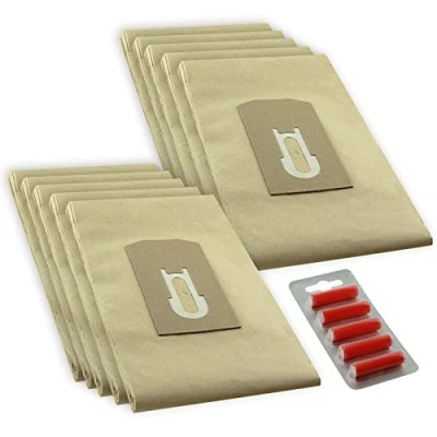 Image of Spares2go Dust Bags for Oreck XL Vacuum Cleaners (10 Pack + 5 Bag Freshener Sticks)