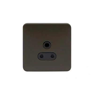 Image of Schneider Electric Lisse Screwless Deco Unswitched Single Power Socket, Round Pin, 5A, GGBL3080BMB, Mocha Bronze with Black Insert