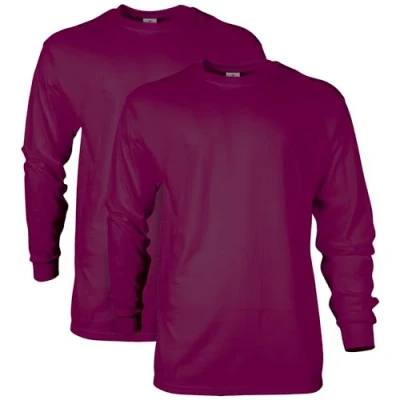 Image of Gildan Unisex&#039;s Ultra Cotton Long Sleeve T Shirt, Style G2400, Multipack, Maroon (2 Pack), S (Pack of 2)