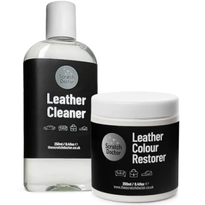 Image of Scratch Doctor Leather Cleaner &amp; Colour Restorer Kit for Sofas Car Seats Bags Shoes Jackets (White, 250ml)
